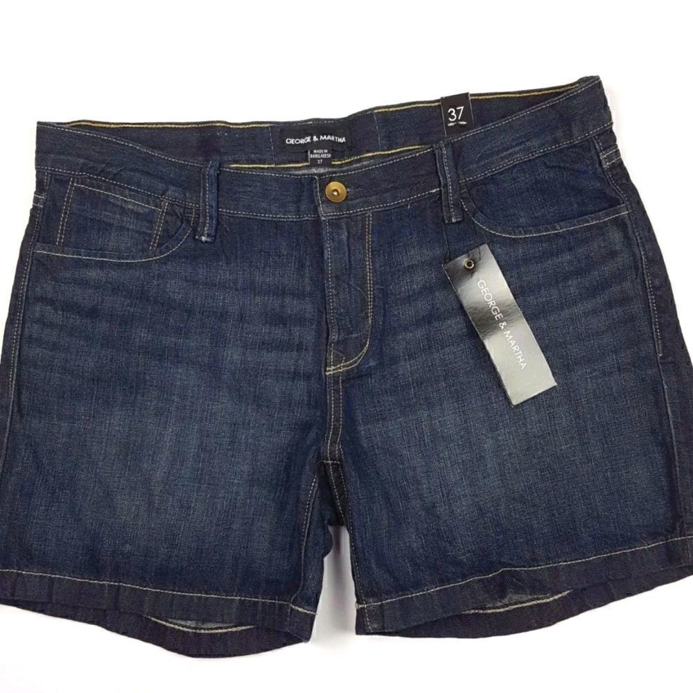 George & Martha Diane Dark Stone Wash Denim Shorts Size 37 NWT